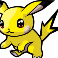 Pikachu, Sticker, Adorable, Tertiary Color, Retro, Contour, Vector, White Background, Detailed