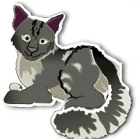 Cat, Sticker, Adorable, Tertiary Color, Retro, Contour, Vector, White Background, Detailed